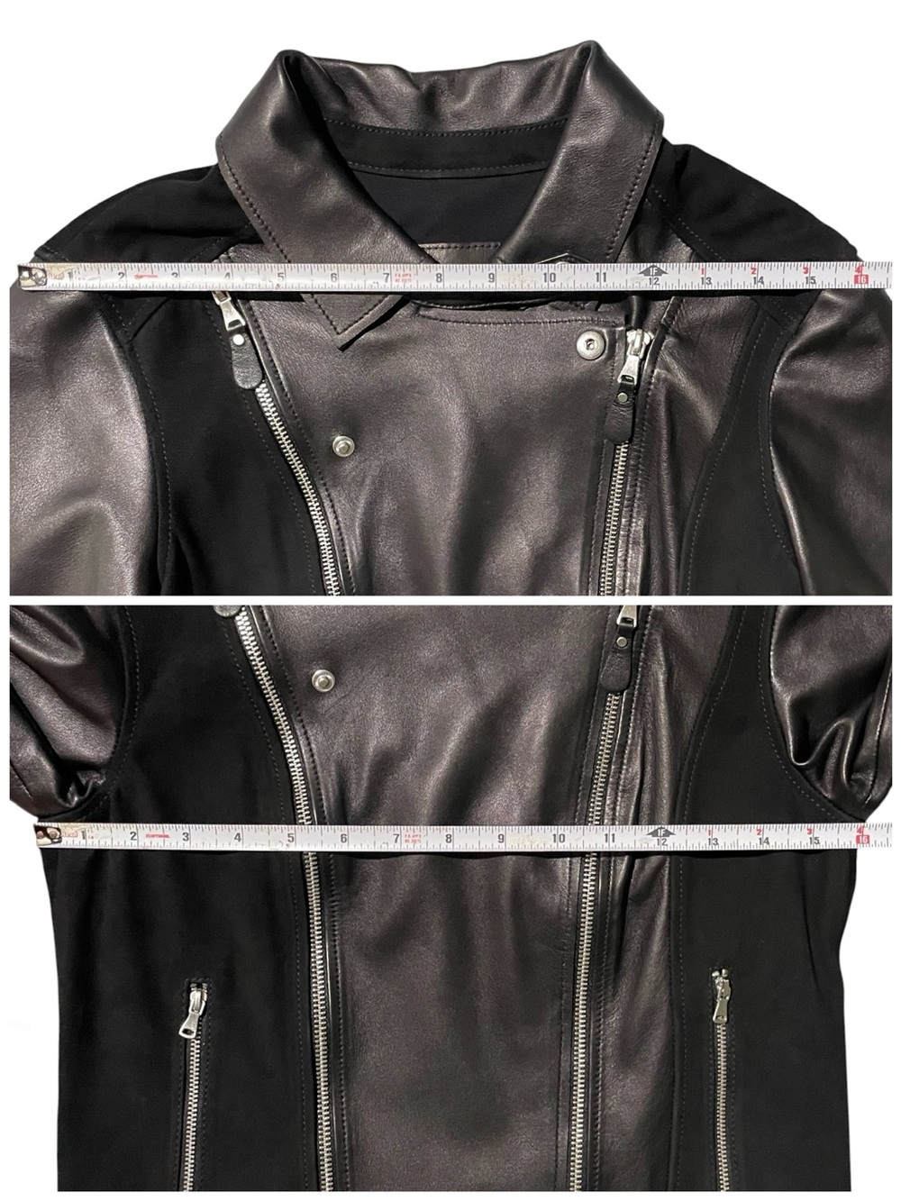 PAIGE Silvie Black Leather Suede Contrast Cropped Moto Jacket XS - Picture 11 of 12
